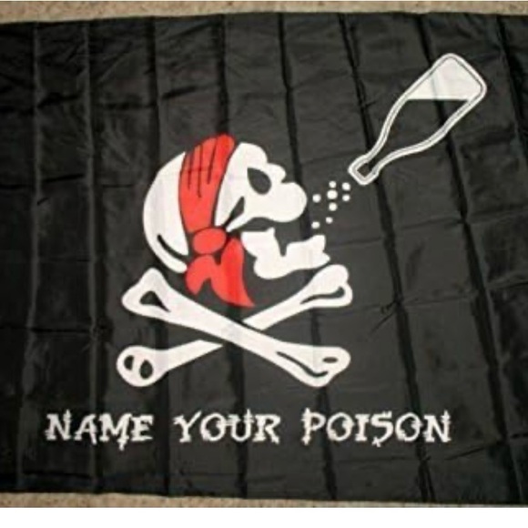 Jolly Roger Pirate NAME YOUR POISON Premium Super Poly 3'x5' Flag Banner - Picture 10 of 10